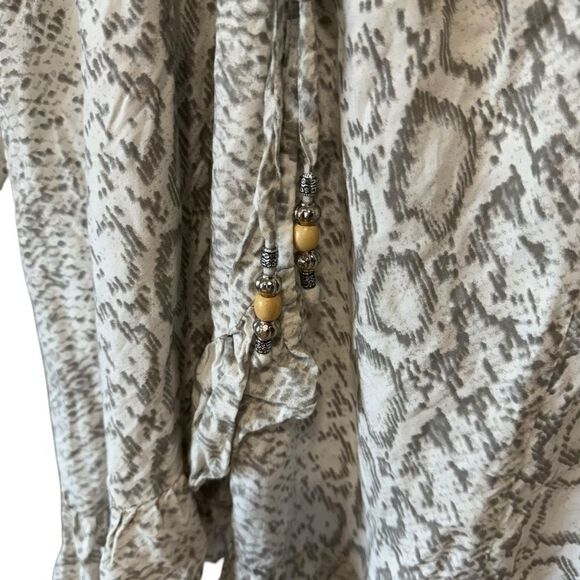 Blue Island Snakeskin Python Print Long Sleeved CoverUp Dress - Picture 4 of 6